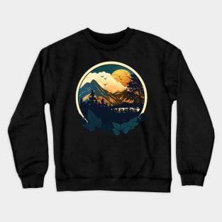Forest Mountain Sunset Crewneck Sweatshirt
